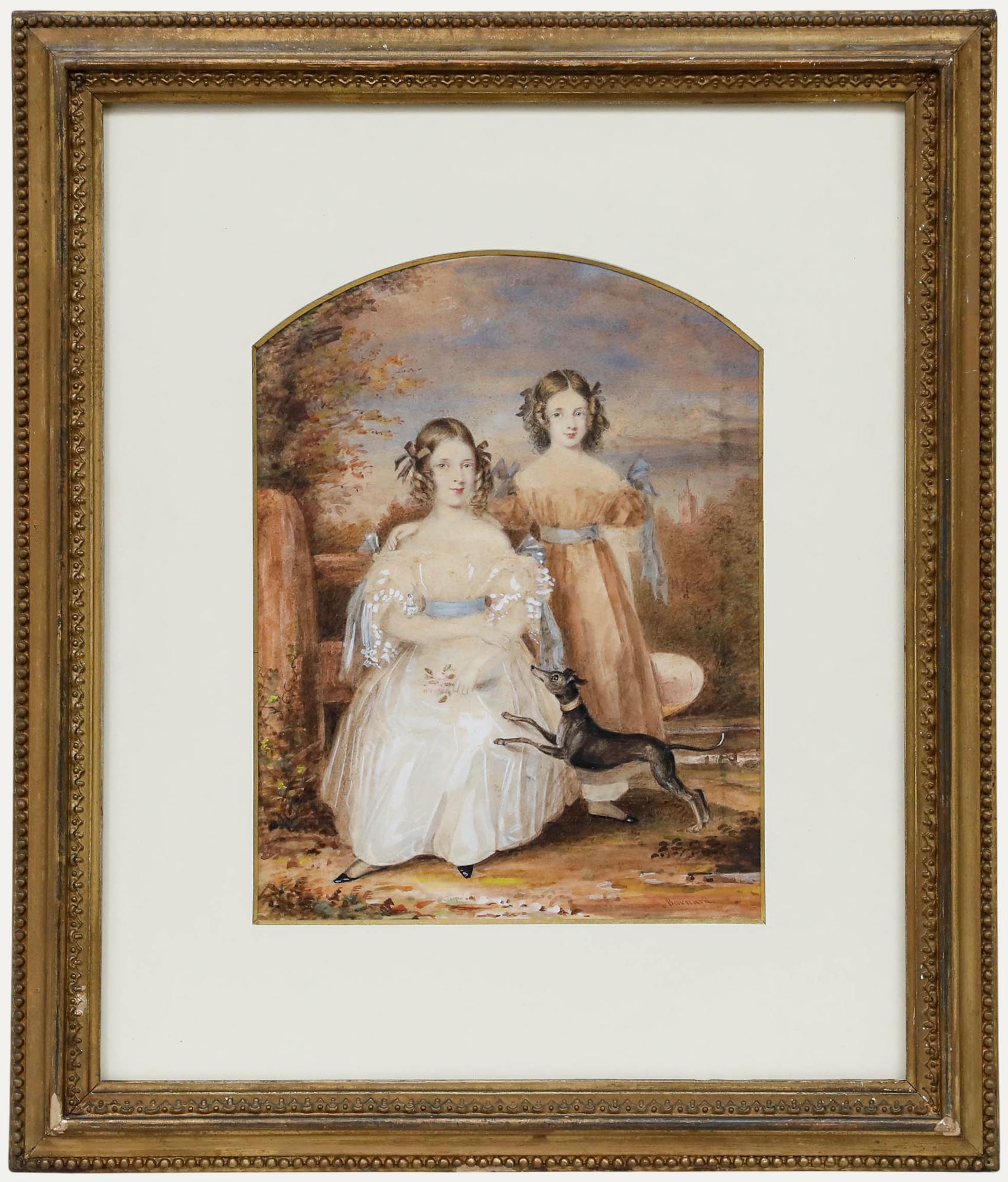 Unknown Portrait - Philip Augustus Barnard (fl. 1812-1897) - Watercolour, The Fraser Sisters