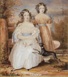 Philip Augustus Barnard (fl. 1812-1897) - Watercolour, The Fraser Sisters