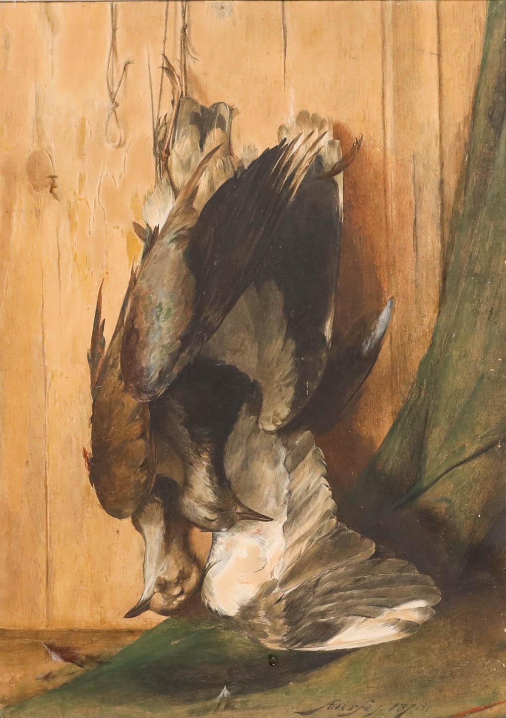 A. Fairfax (atto. c. 1881) - Acquerello del 1878, Plovers (uccelli) - Art di Unknown