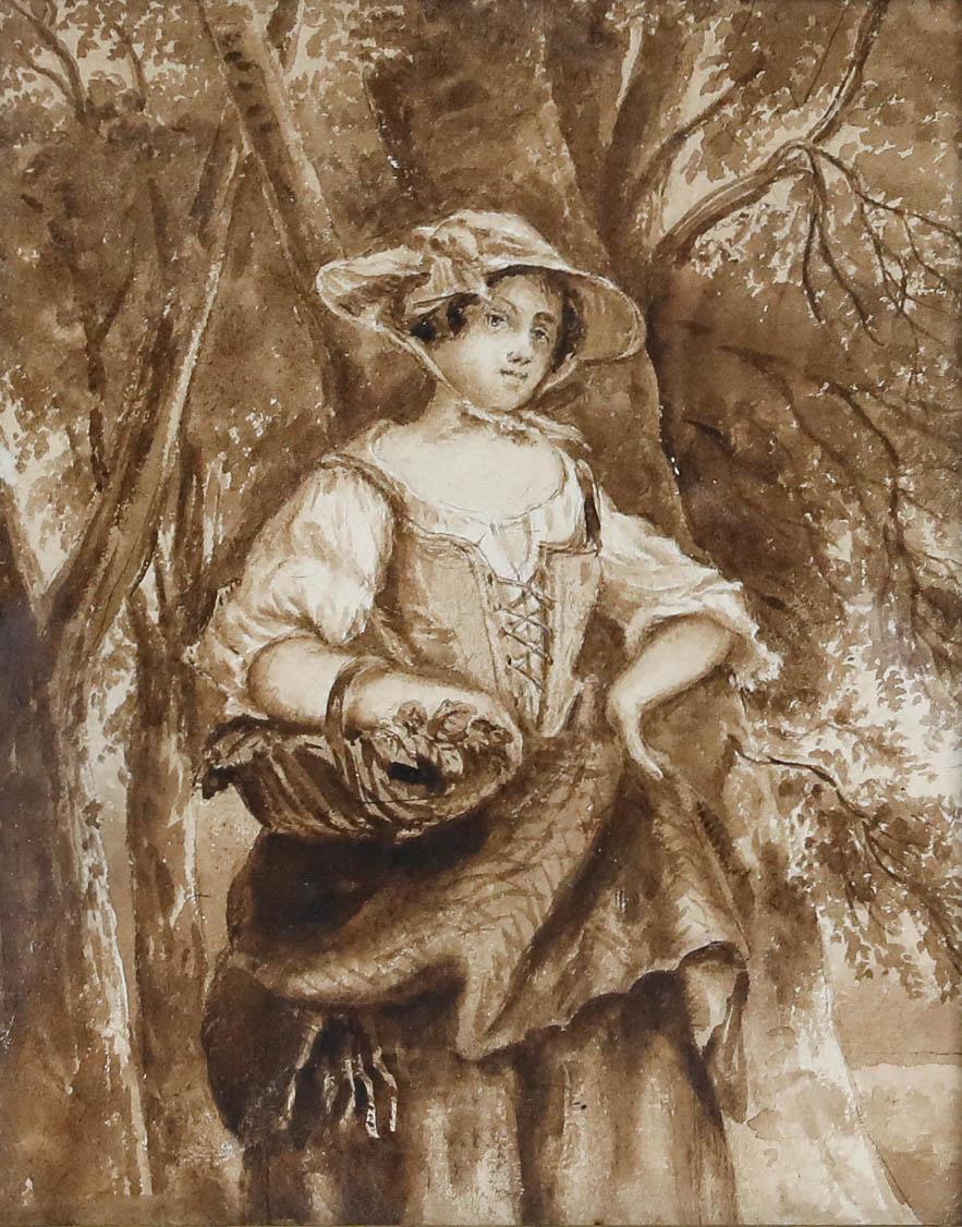 19th Century Watercolour - The Flower Seller - Art by Unknown