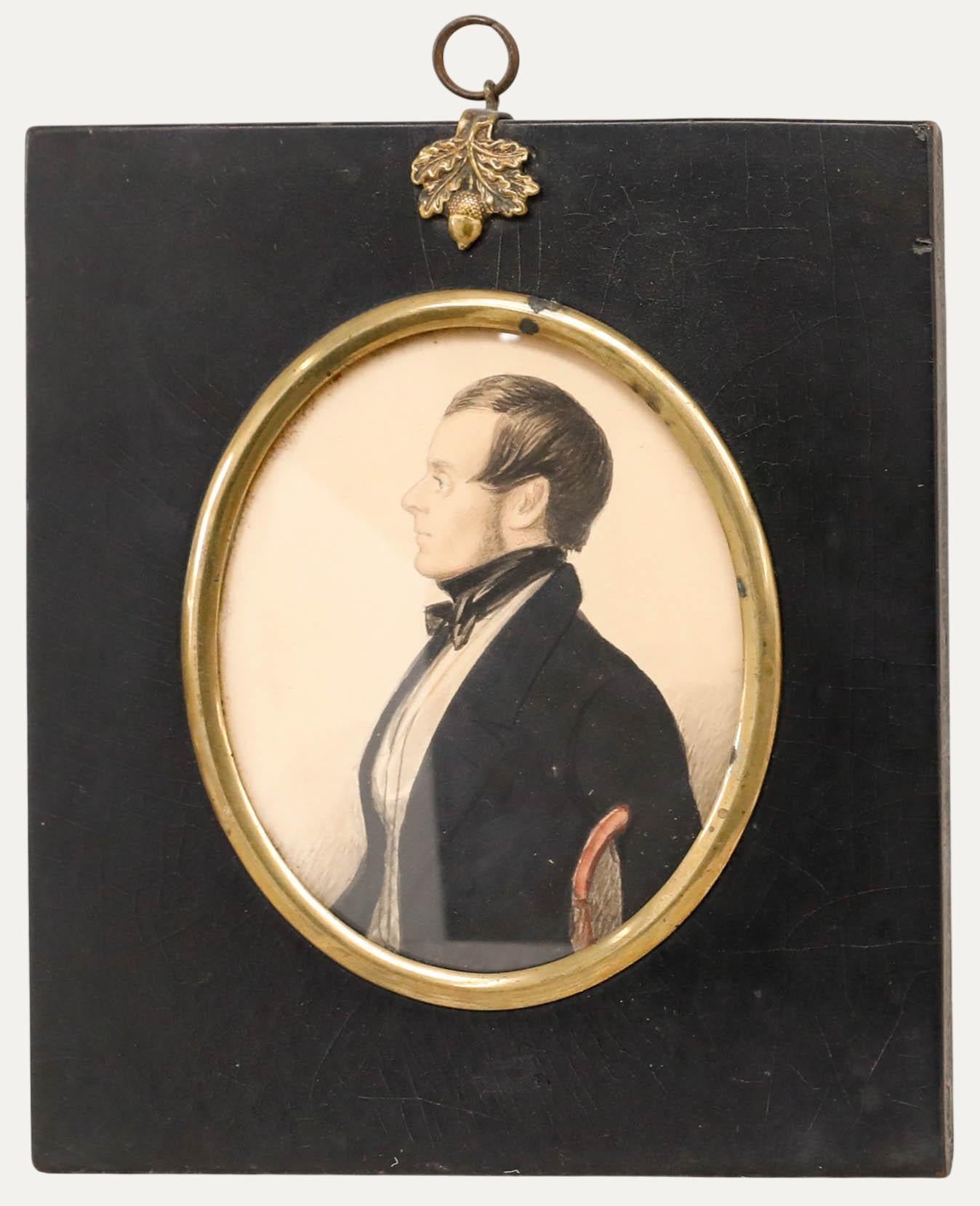 Unknown Portrait - Miniature 1845 Watercolour - Distinguished Couple I
