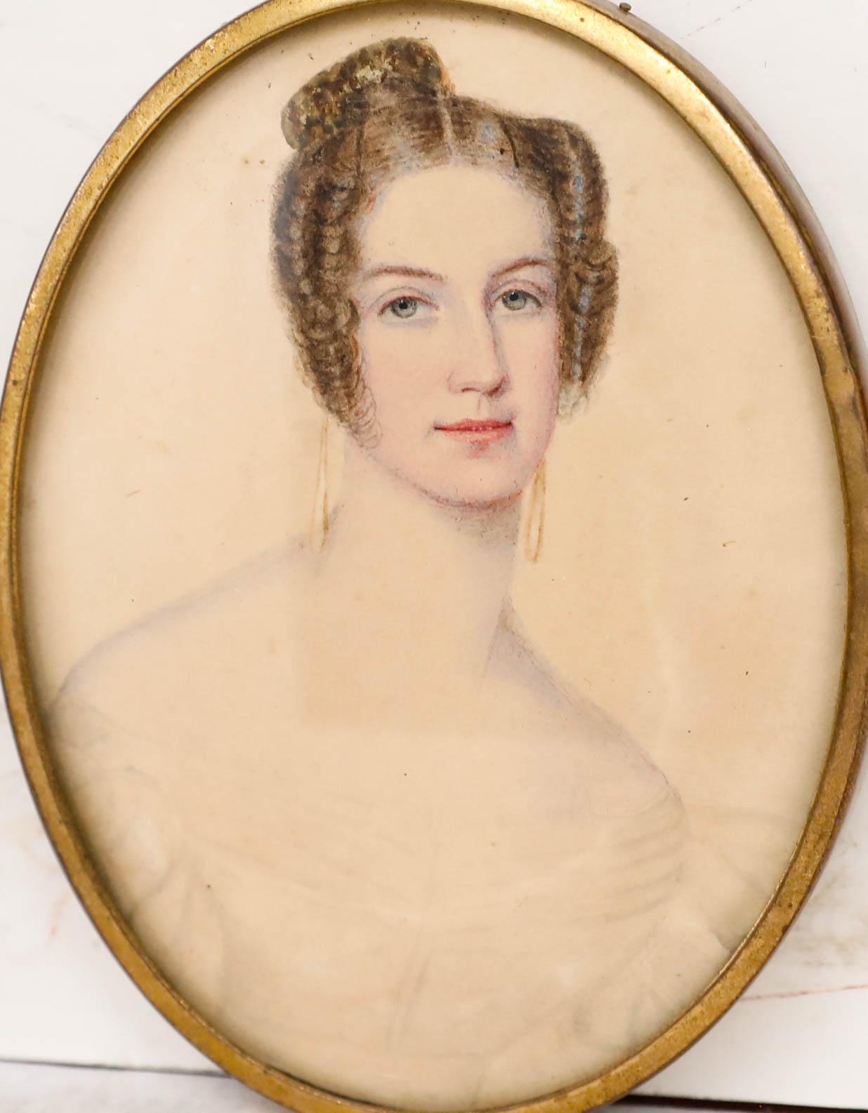 Miniature Mid 19th Century Watercolour - A Token of Affection II - Art by Unknown
