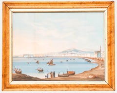 Neapolitan School 19th Century Gouache - View from the Bay