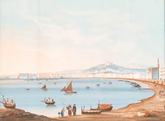 Neapolitan School 19th Century Gouache - View from the Bay