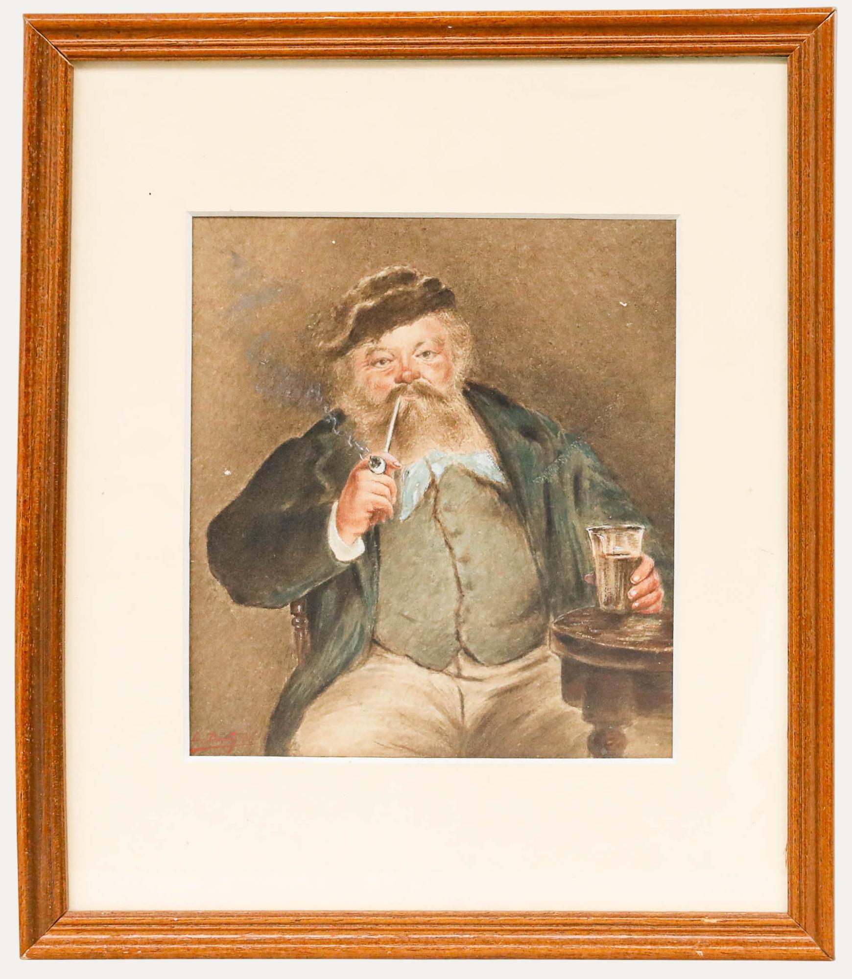 Unknown Portrait - After Édouard Manet - Framed Late 19th Century Watercolour, A Good Glass of Beer