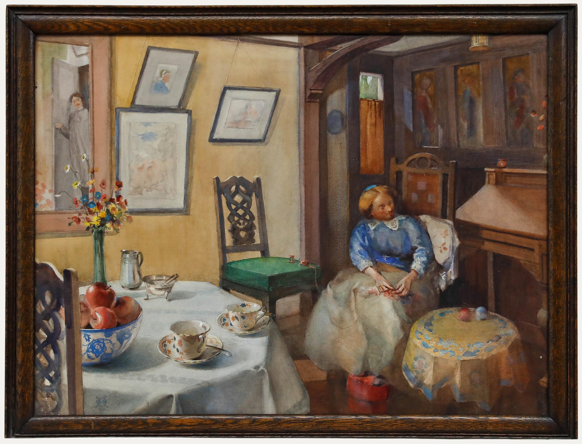 Unknown Interior Art - 1912 Watercolour - Arts and Crafts Interior