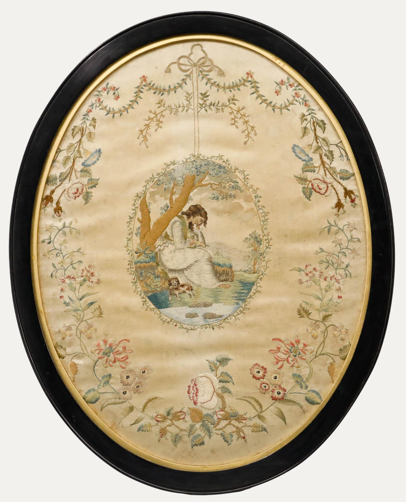 Georgian Embroidery - A Rest by the River - Art by Unknown