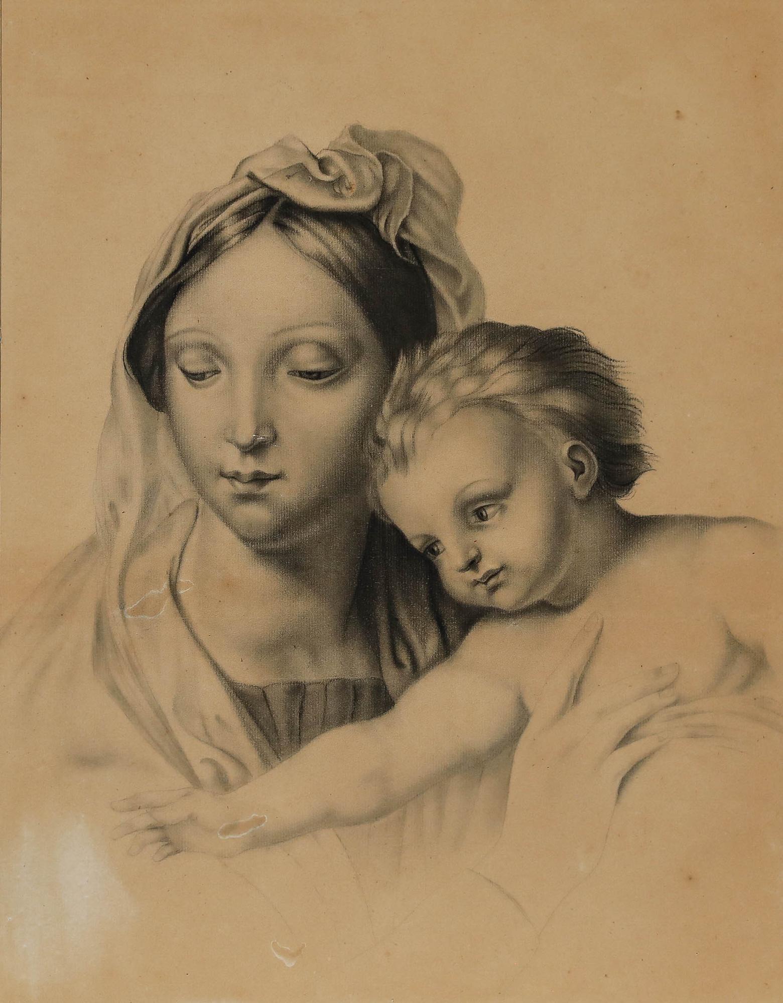 After Raphael (1483-1520) - 19th Century Graphite Drawing, Madonna of the Fish - Art by Unknown