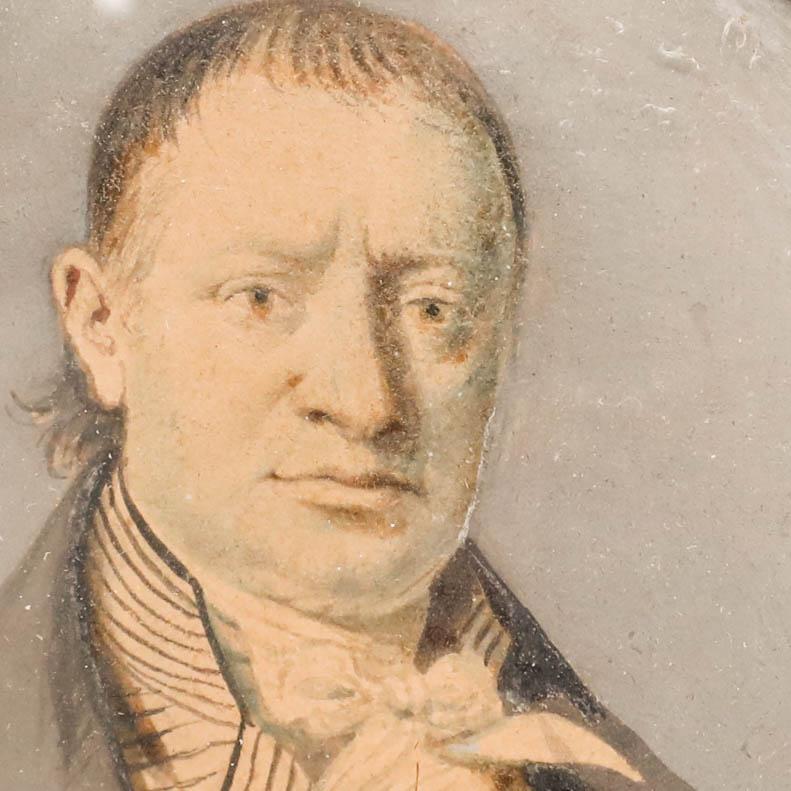 Miniature Early 19th Century Watercolour - Portrait of a Gentleman For Sale 2