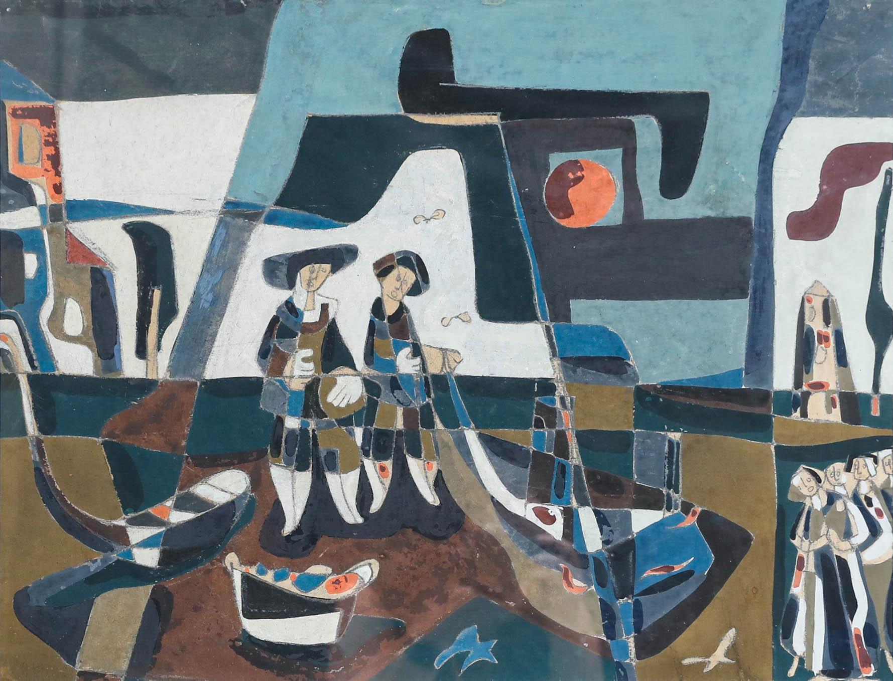 1957 Gouache - The Gondoliers - Art by Unknown