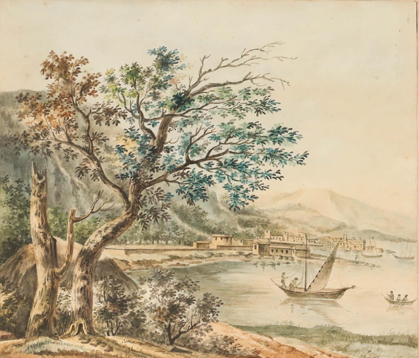 French School 19th Century Watercolour - A View of the Boats - Art by Unknown