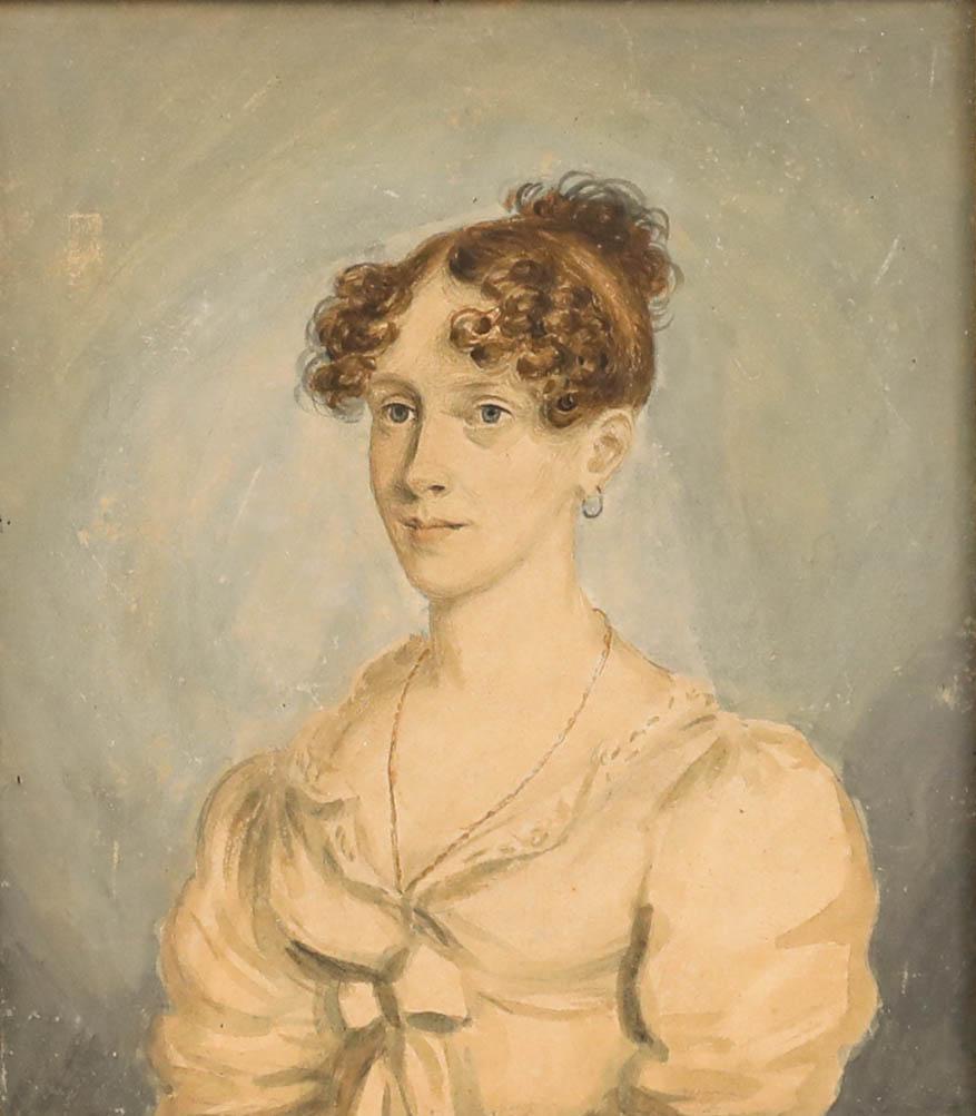 Early 19th Century Watercolour - Regency Woman - Art by Unknown