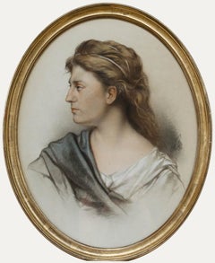 1878 Pastel - Classical Portrait in Profile