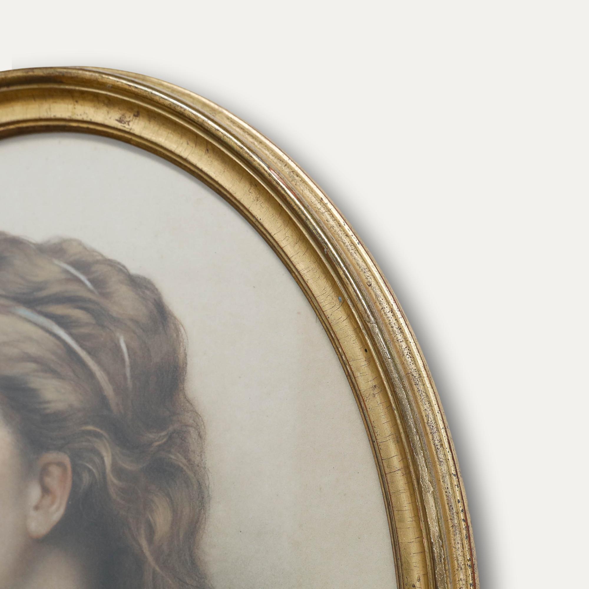 1878 Pastel - Classical Portrait in Profile For Sale 3