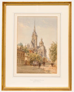 A James (1836-1919) - Aquarelle de la fin du XIXe siècle, Cathédrale d'Évreux