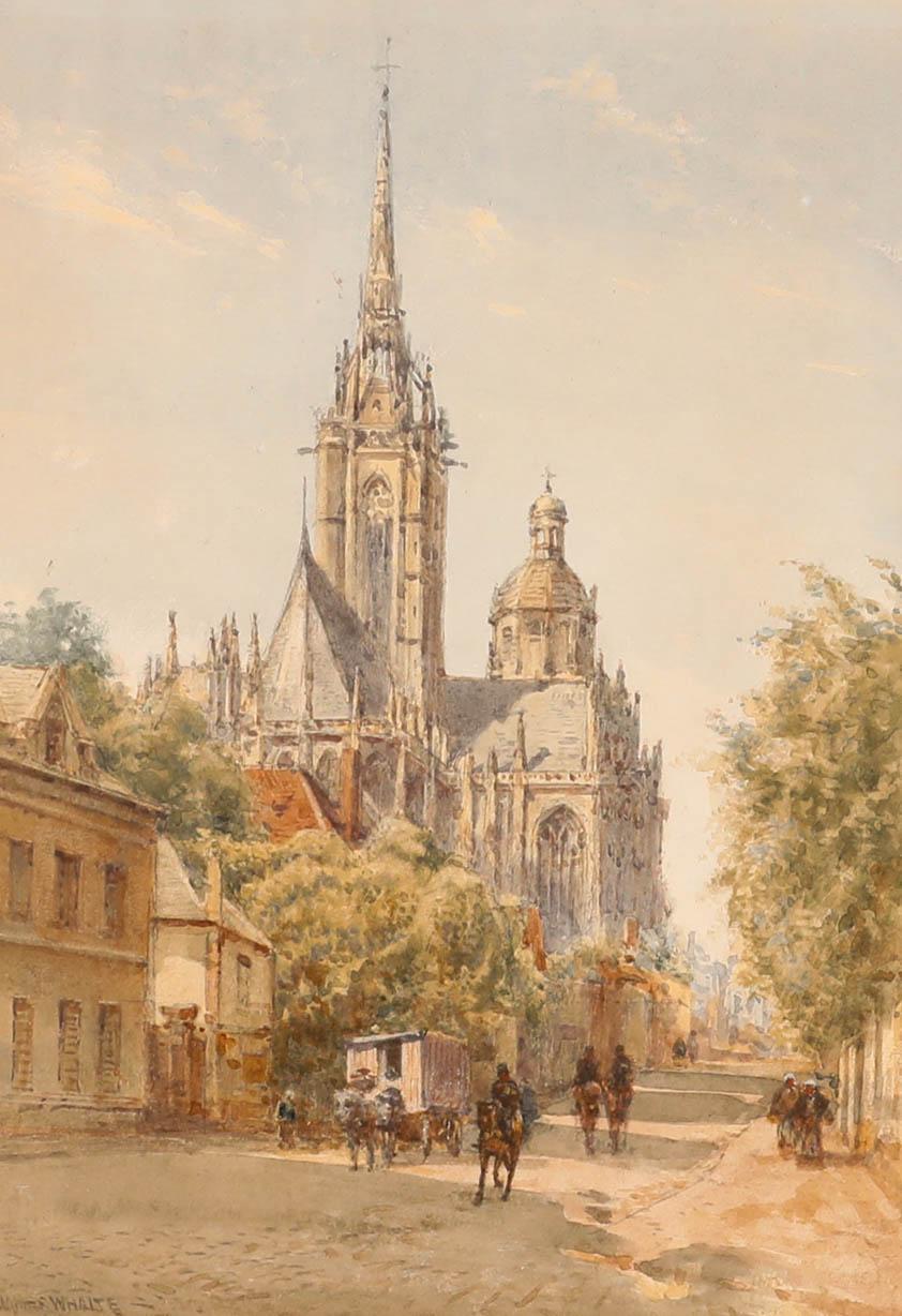 James Whaite (1836-1919) - Acquerello della fine del XIX secolo, Cattedrale di Évreux in vendita 1