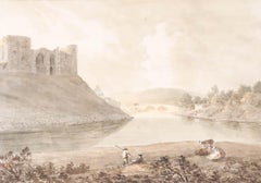 Attrib. Francis Nicholson (1753-1844) - Watercolour, Castle and Cattle