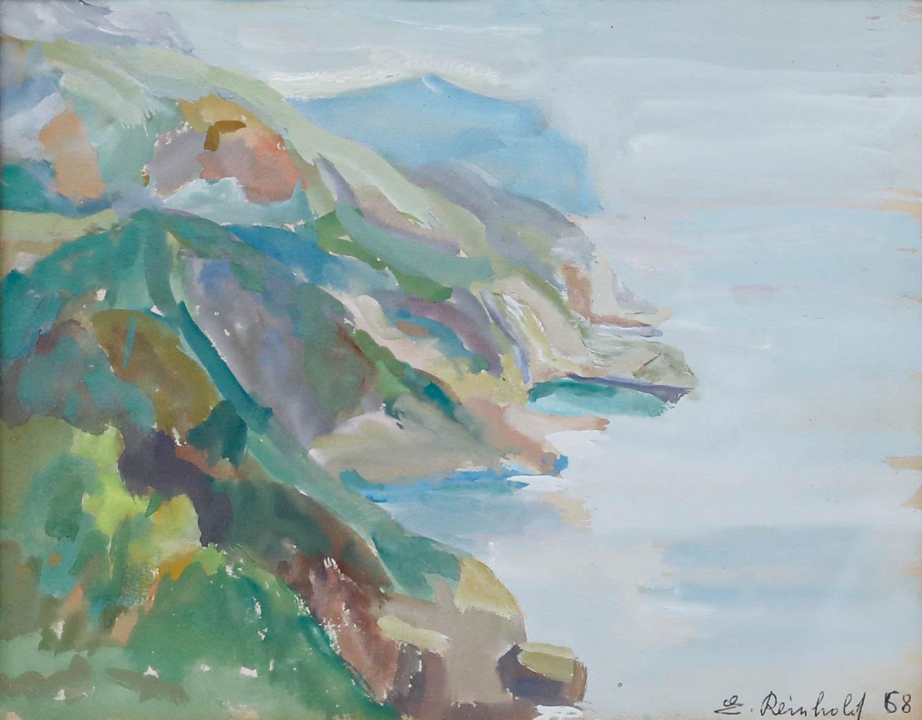 Eleonore Reinhold (1905-1984) - 1968 Watercolour, Cliffs in Technicolour - Art by Unknown