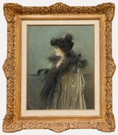 Auguste Panon - 1900 Pastel, Woman in Profile
