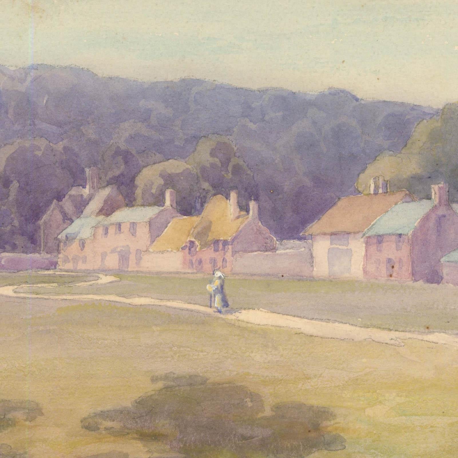 Mary Georgina Barton SWA (1861-1949) - Aquarelle, Maisons de campagne - Beige Landscape Art par Unknown