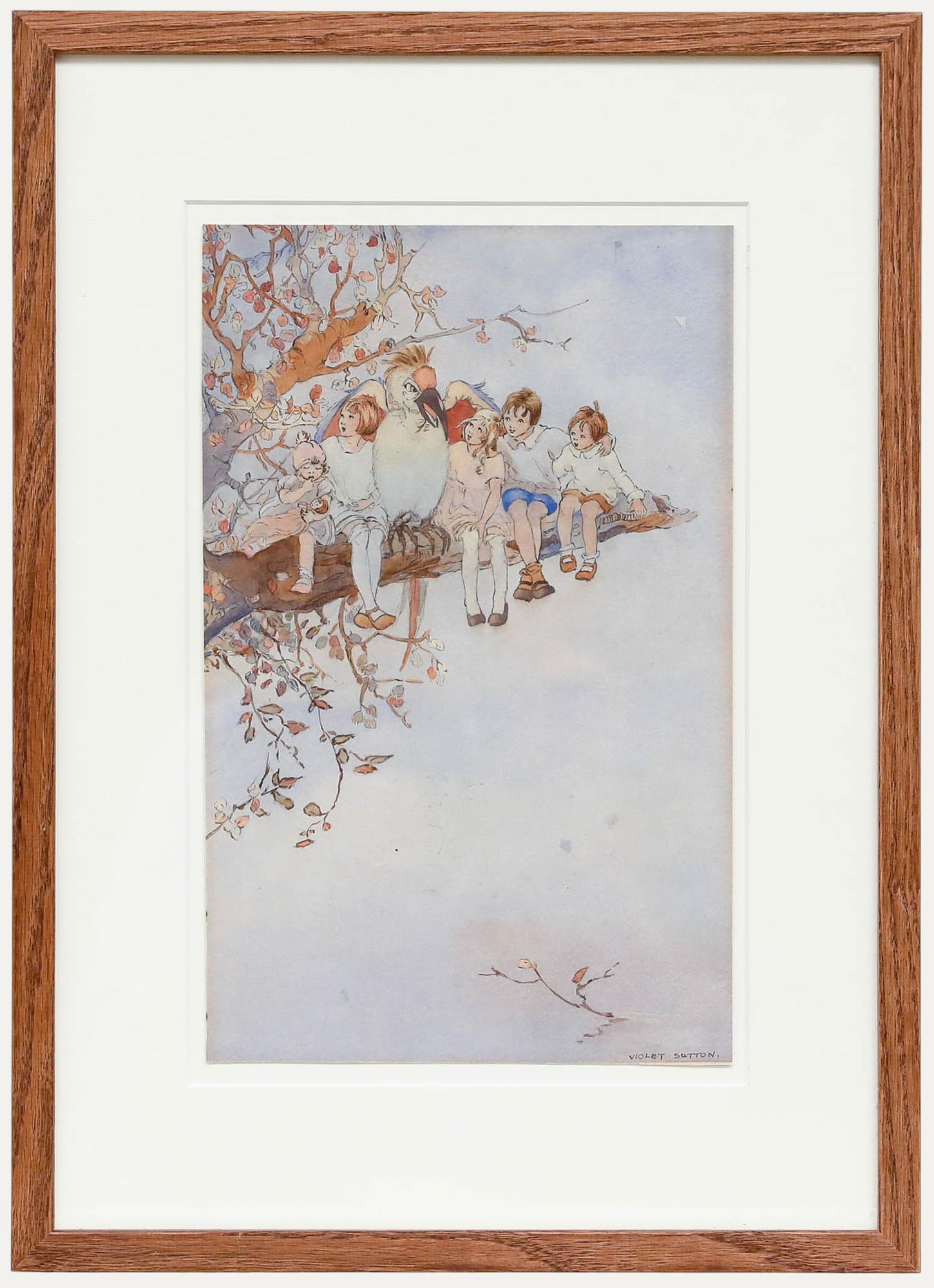 Unknown Figurative Art – Violet Sutton - Gerahmtes Aquarell aus dem frühen 20. Jahrhundert, Ein magisches Abenteuer
