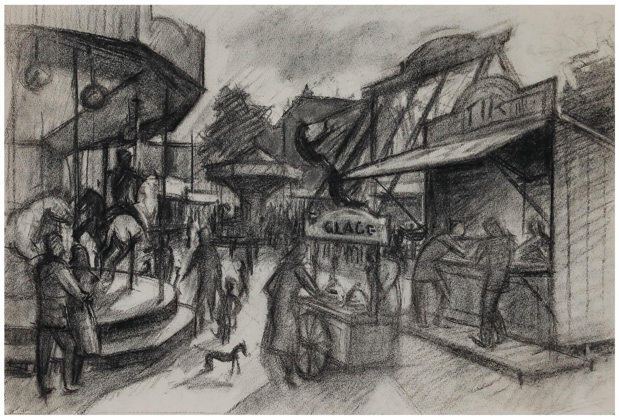 An expressive study by the artist Pierre Neveu (b.1929). Signed and dated. On laid.