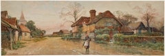 E. Cooper  - Early 20th Century Watercolour, Village at Dusk