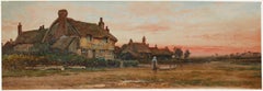 E. Cooper  - Early 20th Century Watercolour, Goose Girl at Sunset