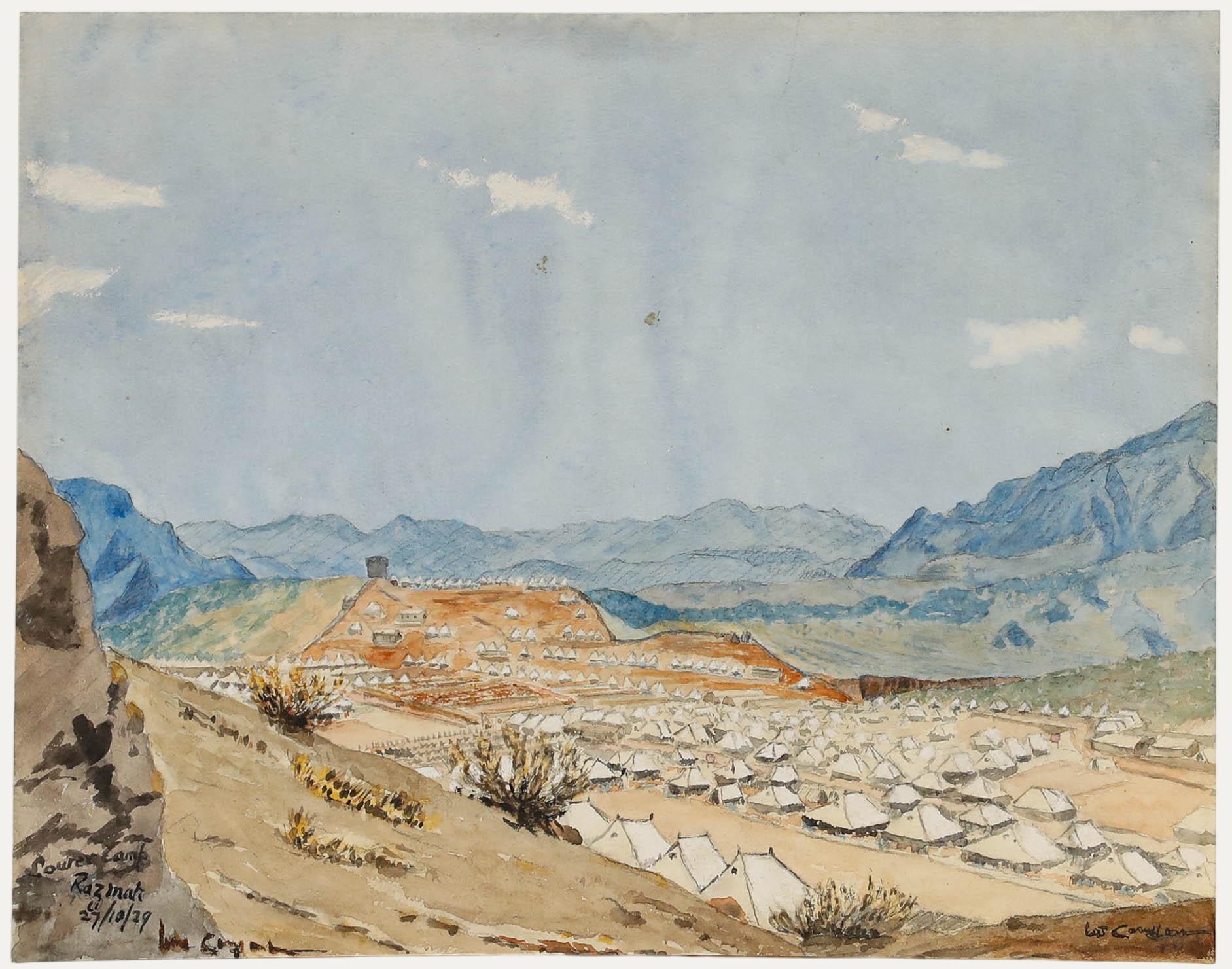 Unknown Landscape Art - W. E. H. Condon (1849-1946) - 1929 Watercolour, View of Camp Razmak