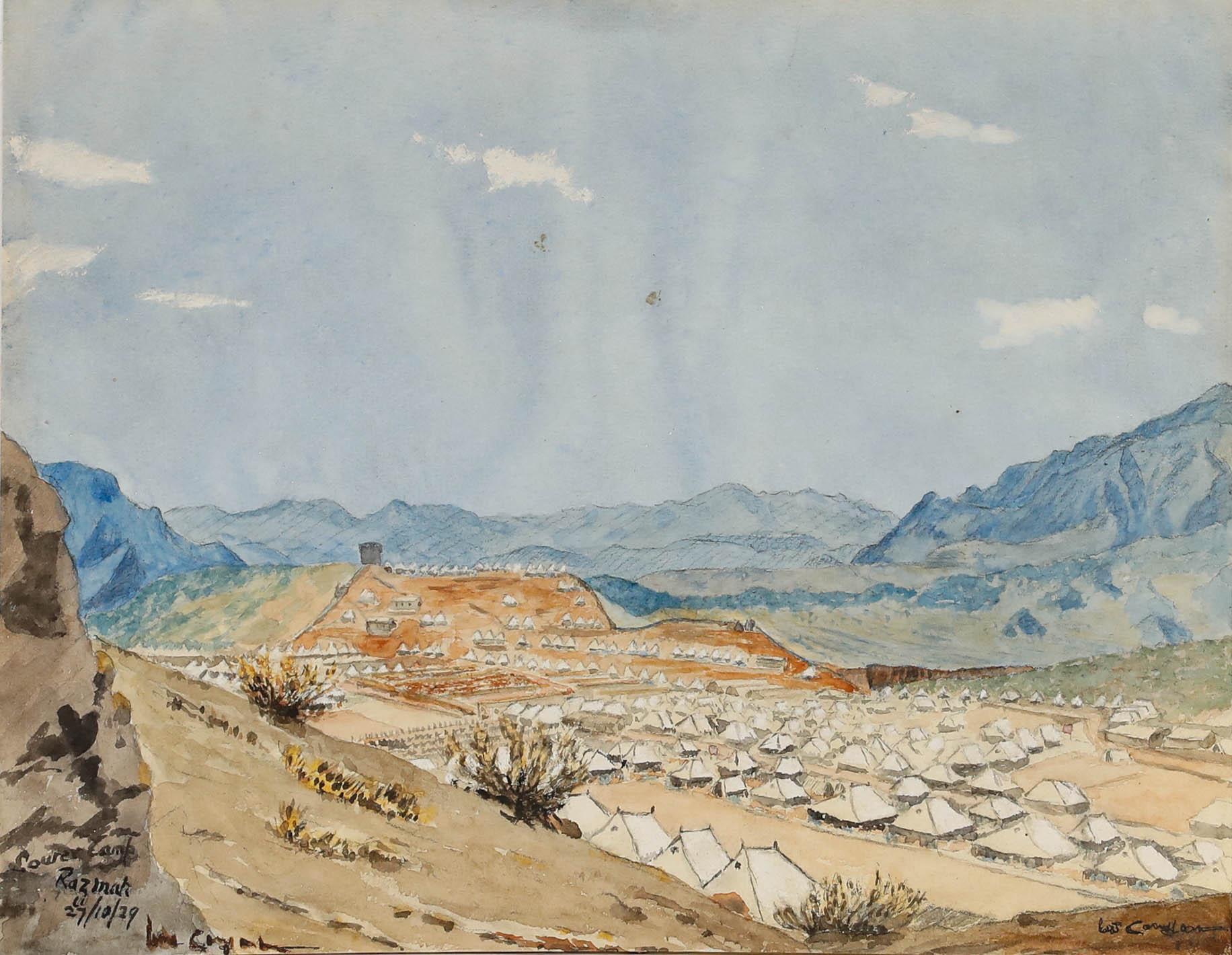 W. E. H. Condon (1849-1946) - 1929 Watercolour, View of Camp Razmak - Art by Unknown