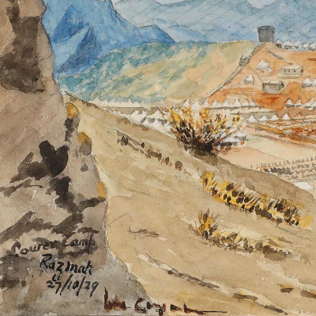W. E. H. Condon (1849-1946) - 1929 Watercolour, View of Camp Razmak - Gray Landscape Art by Unknown