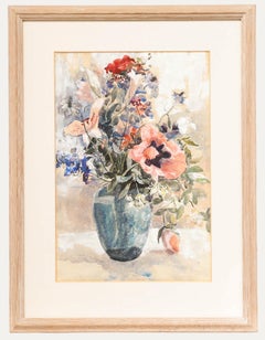 Elizabeth Leach - 20th Century Watercolour, Still Life of Flowers in a Vase