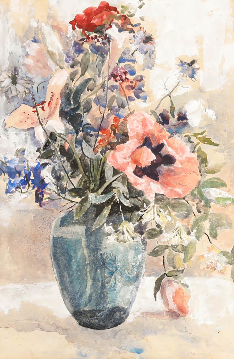 Elizabeth Leach - 20th Century Watercolour, Still Life of Flowers in a Vase - Art by Unknown