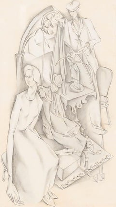 Iris Hardcastle (1919-2013) - Dibujo en grafito, Una rosa para la dama