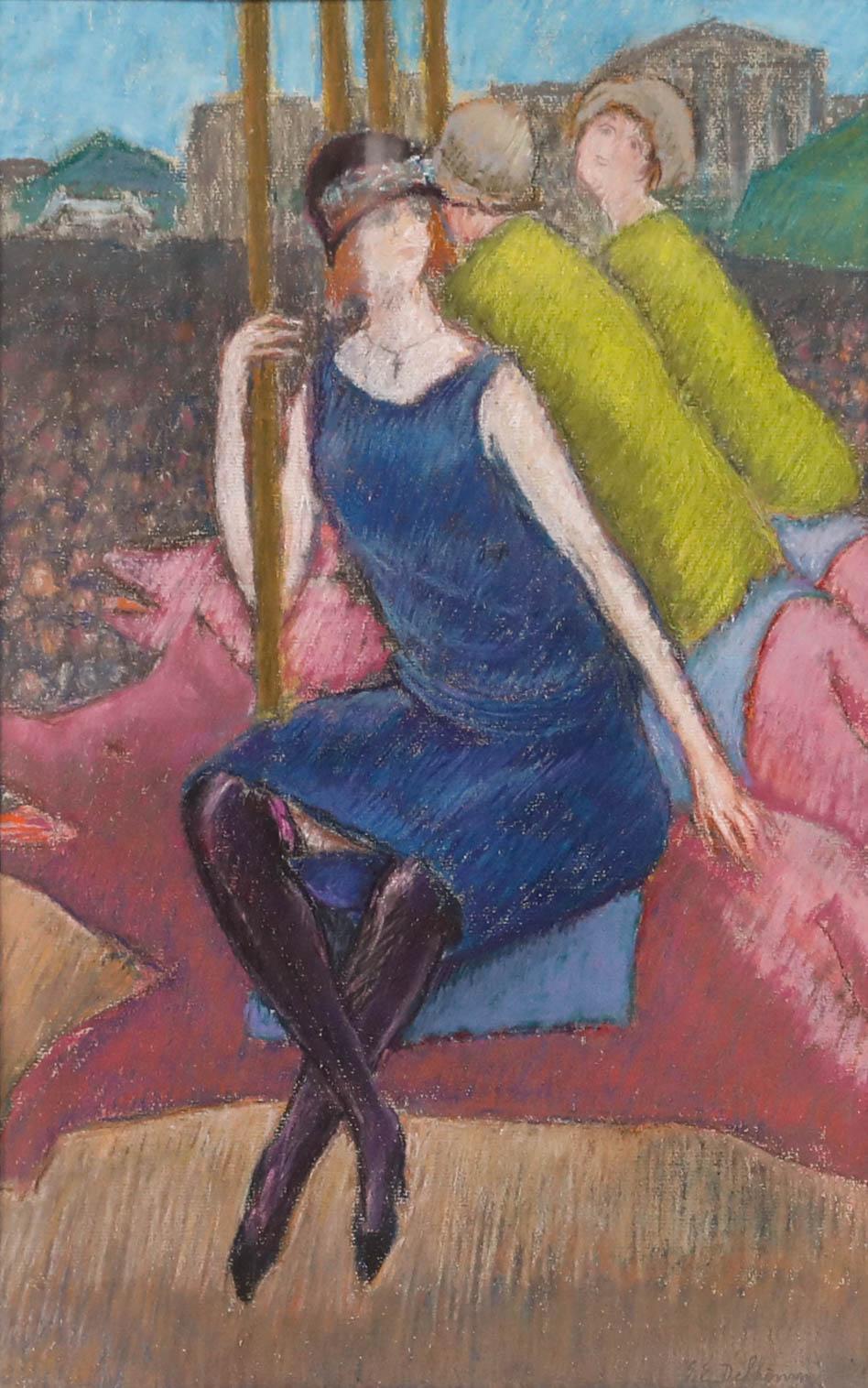 Georges Eugene Delhomme (1904-1989) - Mid 20th Century Pastel, When Pigs Fly - Art by Unknown
