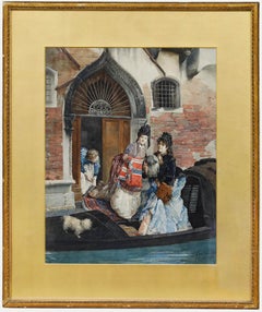 Cesare Maccari (1840-1919) - Fine 1873 Watercolour, Boarding the Gondola