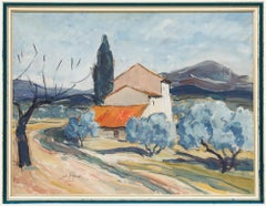Michel Gregoire  - Mid 20th Century Gouache, The Mediterranean Farmhouse