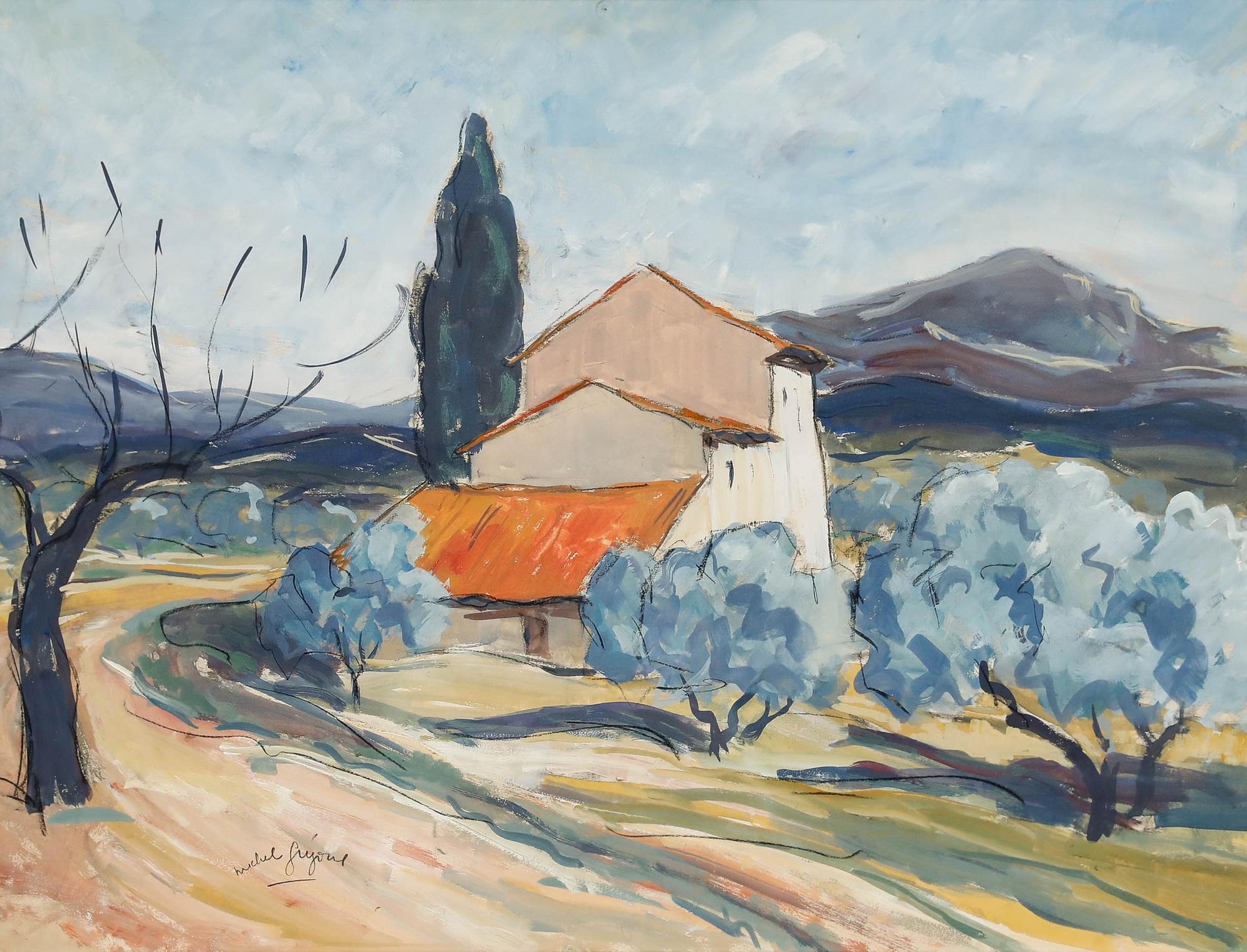 A Michel Gregoire  - Gouache du milieu du 20e siècle, La ferme méditerranéenne - Art de Unknown