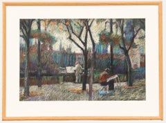 Pauline Plummer (n.1933) - 1997 Pastel, Hans Schwartz en el lado del banco