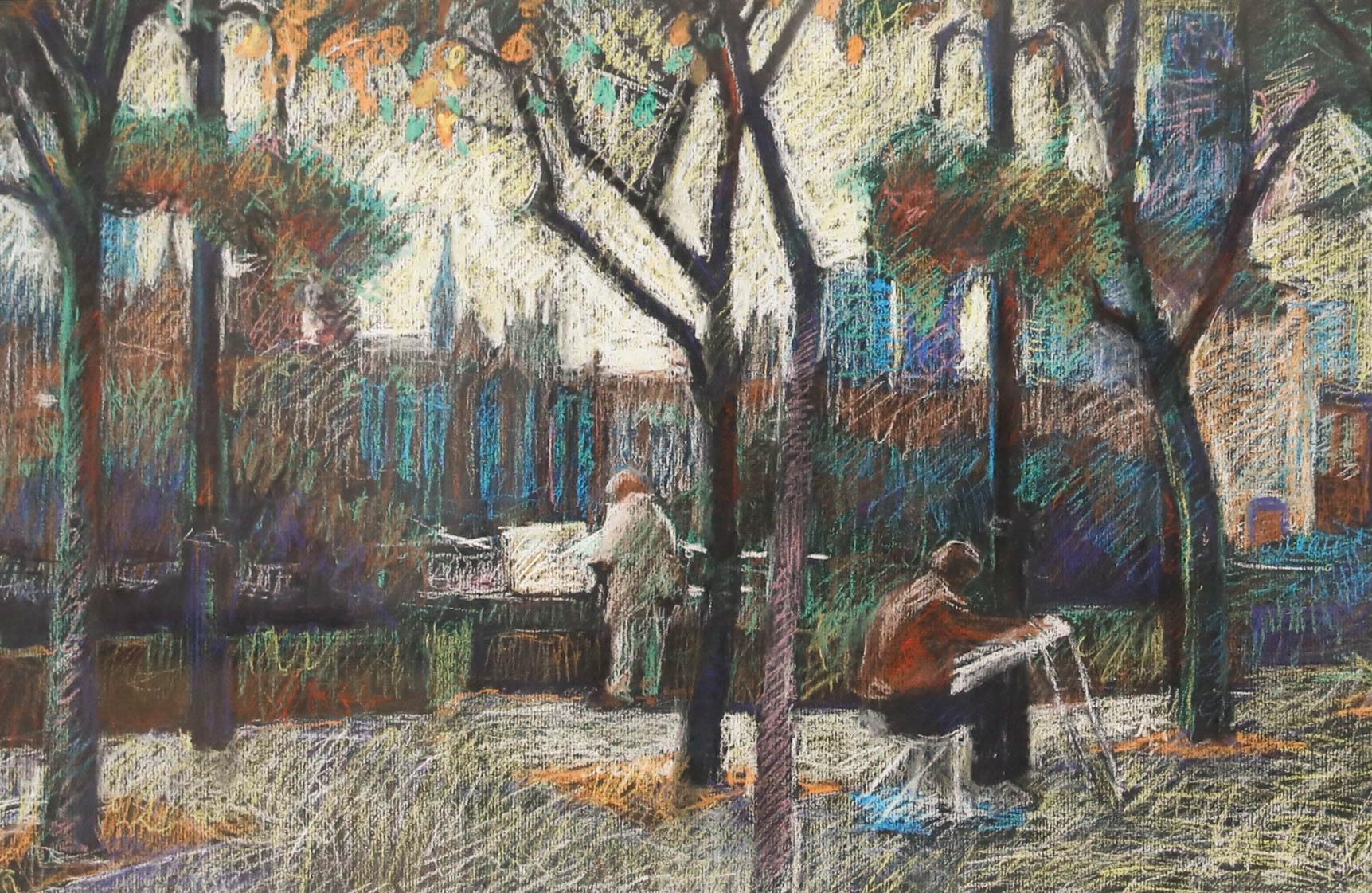 Pauline Plummer (n.1933) - 1997 Pastel, Hans Schwartz en el lado del banco en venta 1