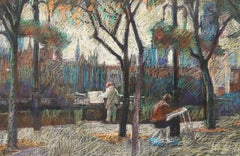 Pauline Plummer (geb. 1933) - 1997 Pastell, Hans Schwartz auf der Bankseite