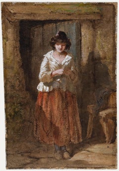 Henry Hobson RA (fl. 1857-1866) - Aquarell, Landhausbewohner, Mitte 19.