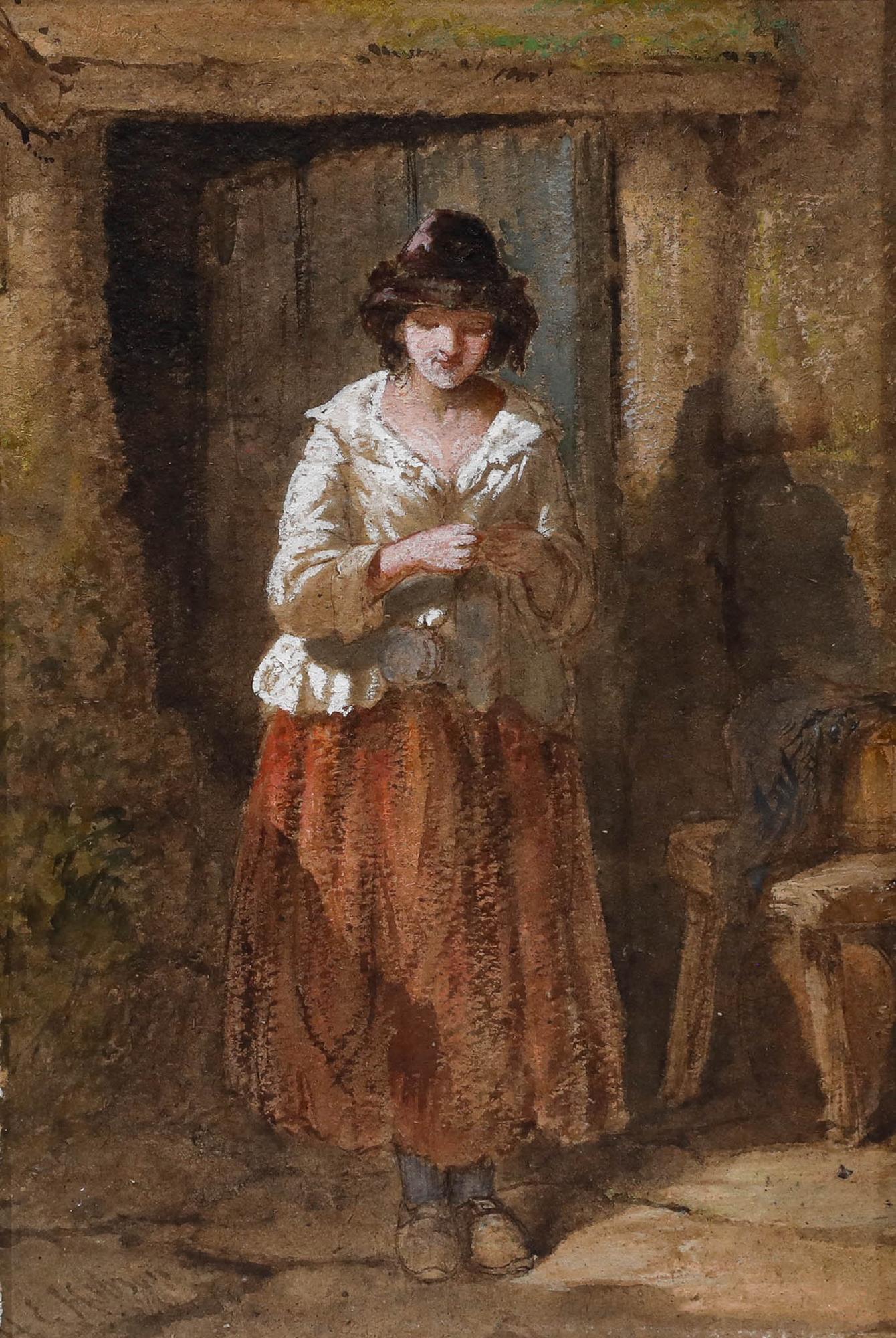 Henry Hobson RA (fl. 1857-1866) - Aquarell, Landhausbewohner, Mitte 19. – Art von Henry Edrington Hobson