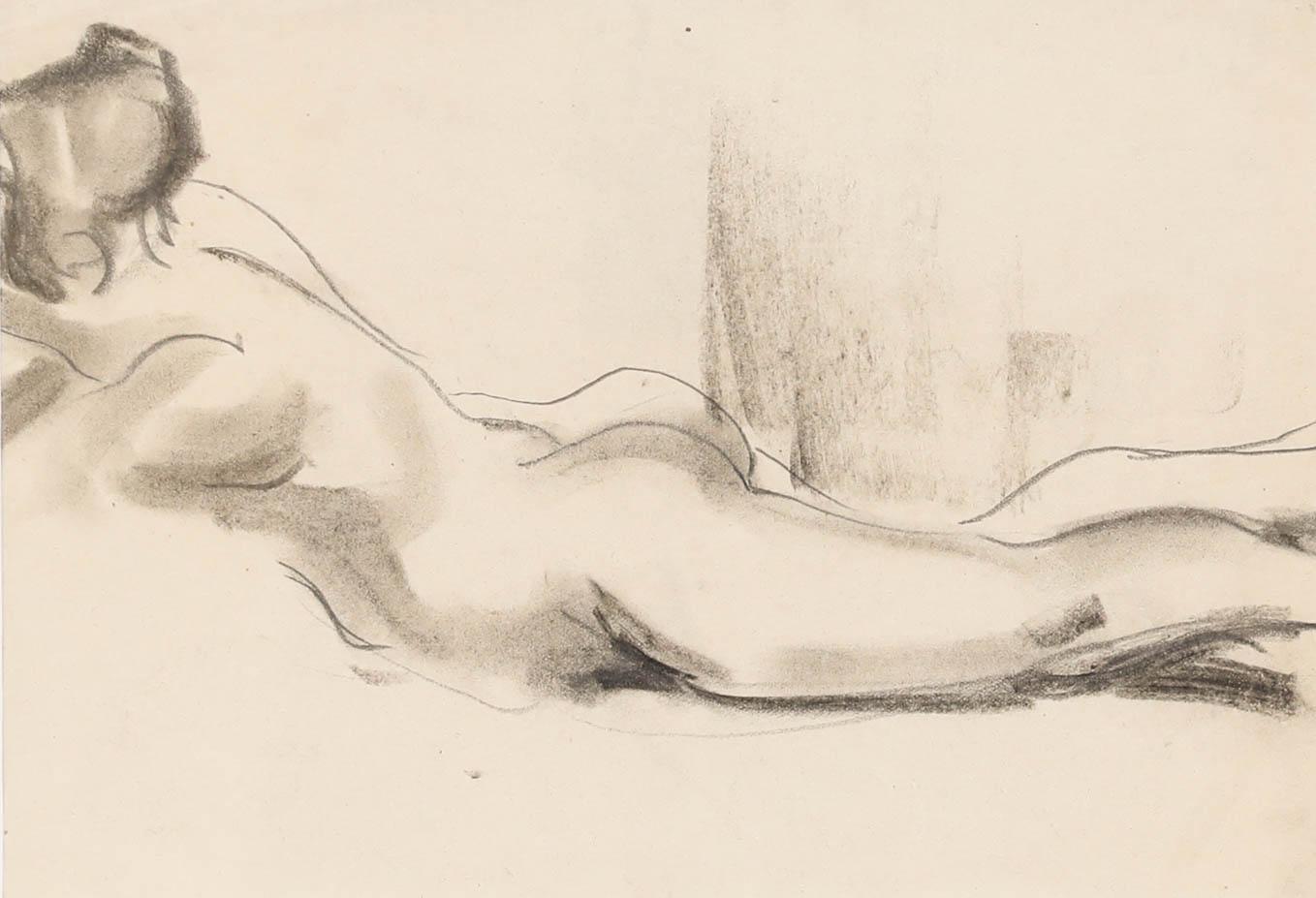 Raymond Moisset (1906-1994) -Dibujo en grafito de principios del siglo XX, Desnudo recostado en venta 1