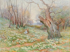 George Hughes (1813-1858) - Watercolour, Woodland Scene in Early Spring
