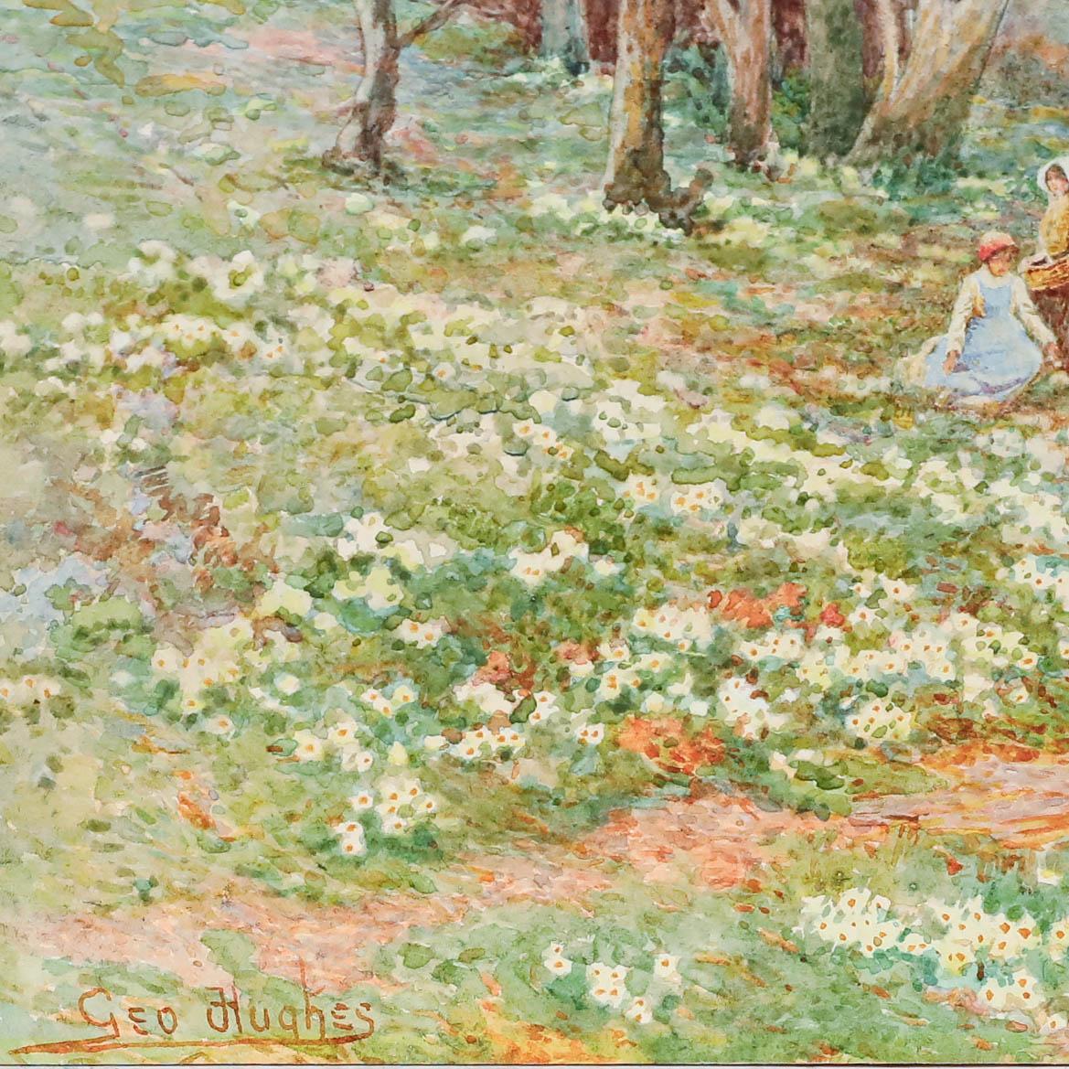 George Hughes (1813-1858) - Aquarelle, Scène de forêt au début du printemps en vente 2