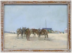 J. Harvey - Pastel de mediados del siglo XX, Burros en la playa