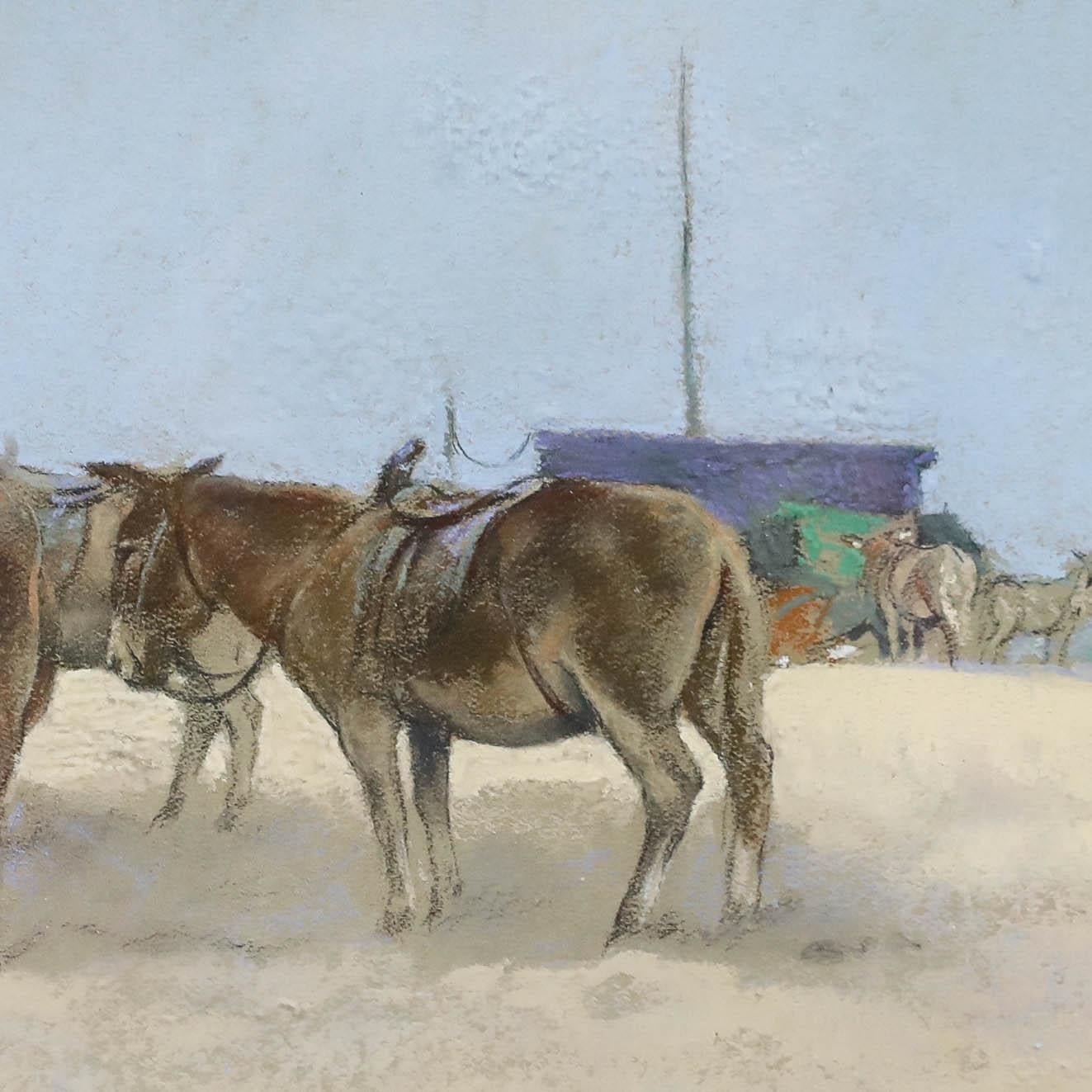 J. Harvey - Pastel de mediados del siglo XX, Burros en la playa en venta 3