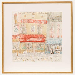 Clare Caulfield - Aquarelle contemporaine encadrée, Maison Catherine
