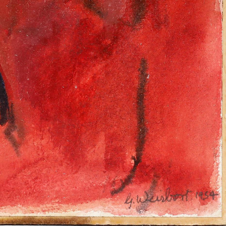 Une étude à la gouache évocatrice de l'artiste George Weissbort (1928-2013). Signé et daté en bas à droite. (Provenance : Studio Sale, George Weissbort). Sur papier posé sur carton. 